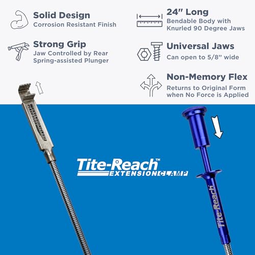 TITE-REACH Flash-Flex Extension Clamp, 24" Non-Memory Flexible Mini Vise Tool, Nut & Bolt Holder with Flexible Spring-Back Shaft, Tight Space Retrieval Clamp - Image 2