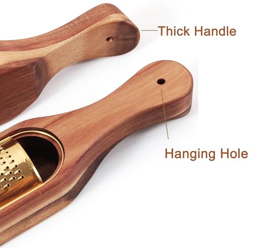 ROQILA Box Cheese Grater With Container - Stainless Steel Parmesan Cheese Grater With Wood Handle Shredder Zester Grater Box Kitchen Handheld Cheese Spoon Grater-Titanium Gold Colour - Image 5