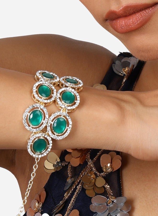 Zaveri Pearls مجموعة زافيري بيرلز من سوارين من حجر الفيروز الأزرق والأخضر المرصع بالألماس النمساوي اللامع للنساء - ZPFK17953 - Image 4