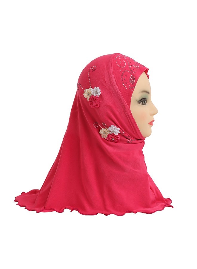 نيبمينينت الحجاب الإسلامي الجميل للفتيات الصغيرات بتصميم زهري، وشاح رأس ناعم ومن قطعة واحدة مضاد للأشعة فوق البنفسجية، مناسب من 2 إلى 6 سنوات  - Image 1