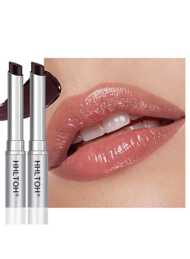 HHLTOH Honey Butter Lipstick Tinted Lip Balm Shine Moisturizing Plumper Lipstick for Women Natural Nourishing Hydrating Lip Gloss Stain for Dry Lips Lightweight Lip Liner Care Makeup Vegan 2Pc Black - Image 1