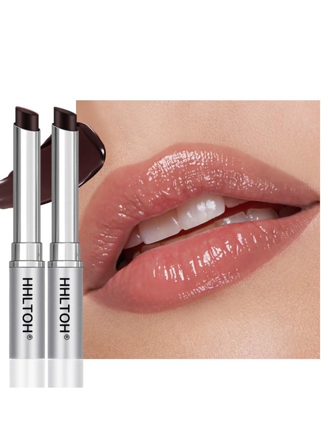 HHLTOH Honey Butter Lipstick Tinted Lip Balm Shine Moisturizing Plumper Lipstick for Women Natural Nourishing Hydrating Lip Gloss Stain for Dry Lips Lightweight Lip Liner Care Makeup Vegan 2Pc Black - Image 2