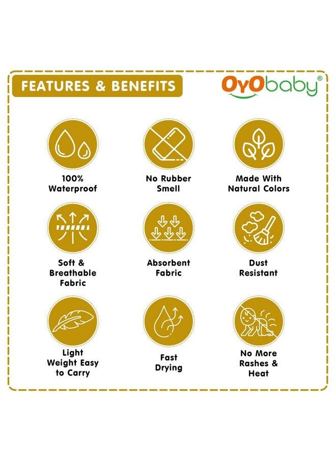 OYO BABY ملاءة سريعة الجفاف ومضادة للماء للأطفال؛ وسادة سرير؛ ملاءة واقية لسرير الأطفال الصغار (متوسطة (100 سم × 70 سم) ذهبية)  - Image 4