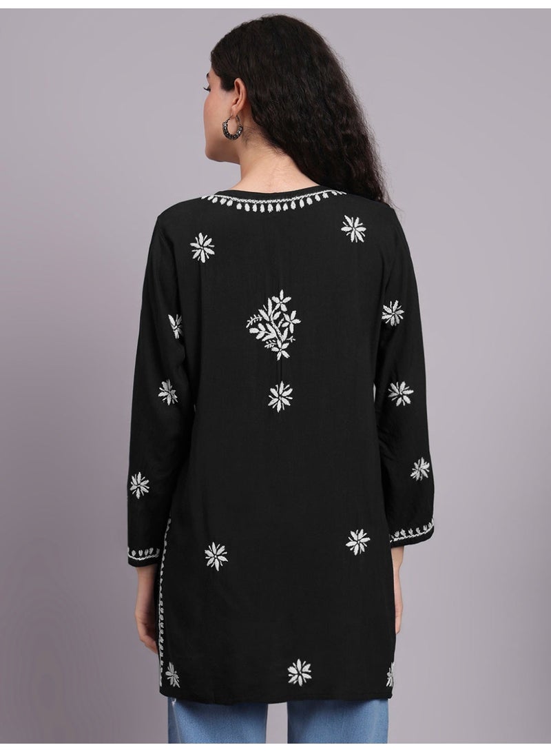 Alaya Women Chikankari Hand Embroidered Rayon Kurti -AL4071 - Image 3