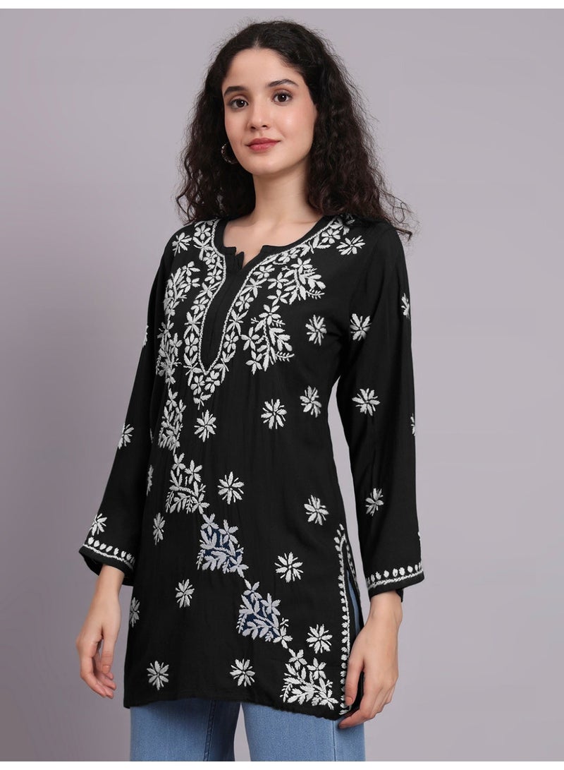 Alaya Women Chikankari Hand Embroidered Rayon Kurti -AL4071 - Image 5