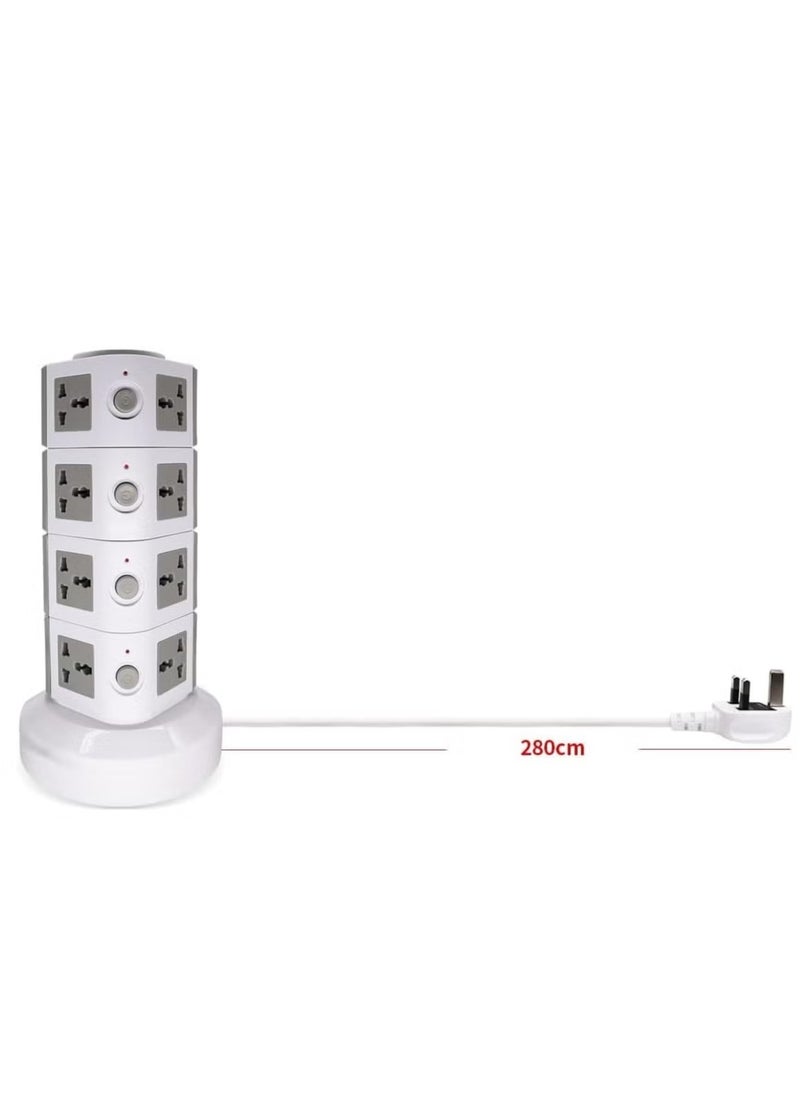 TIGER Universal Vertical Tower Power Strip – Multi-Socket (110V-250V) with 2 USB Ports, Electric Charging Station Surge Protector, 4 Layers, Suitable for Any Country – Ideal for Home, Office, Travel, and Electronics Charging  - Image 4