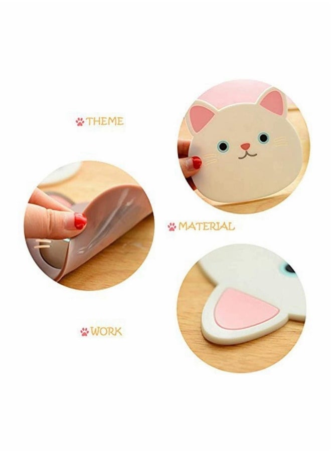 Generic - Drying Mat Silicone Multi-Use Cartoon Cat Pot Holders Trivet (Set of 6 Pack) Insulated Flexible Durable Non Slip Hot Pads and Coasters Cup Mats Rubber Coaster for Winss, Tea - Image 1