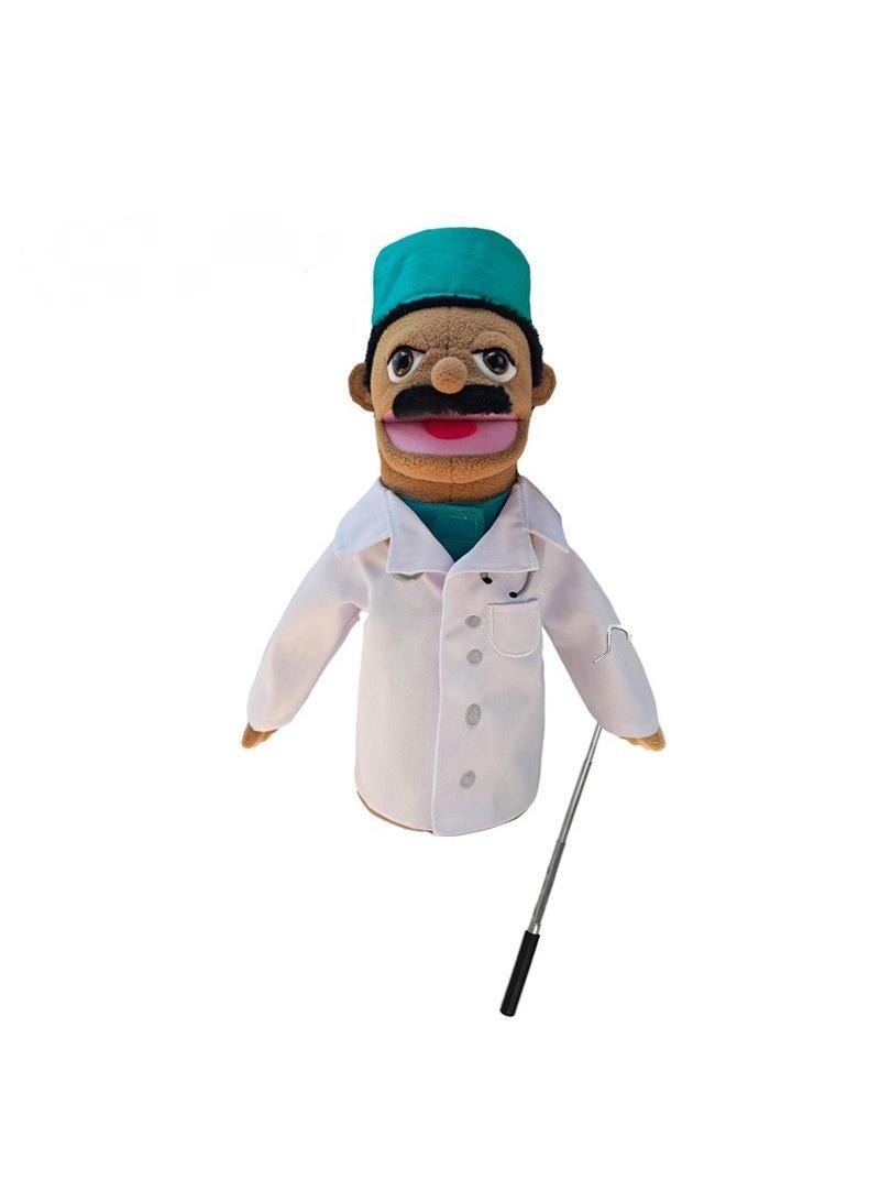 1 Pcs Doctor Occupation Professional Figurine Role Playing Parent-Child Interaction Toy Family Companionship Plush Doll Figurine Toy Hand Puppet With Control Lever - Image 1