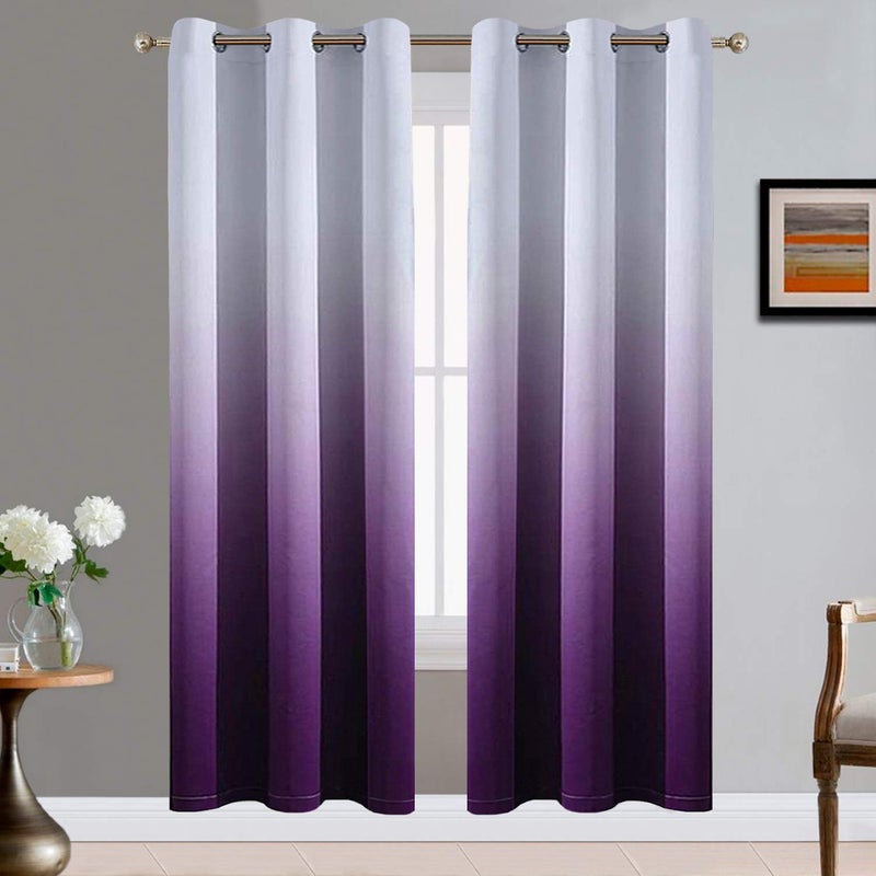 Yakamok Light Blocking Gradient Color Curtains Room Darkening Purple Ombre Blackout Curtains Thermal Insulated Grommet Window Drapes for Living RoomBedroom 2 Panels 42x72 Inch
