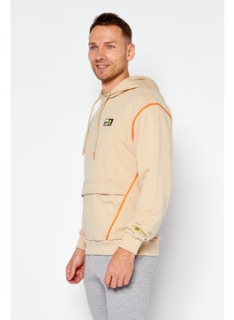 FILA Men Oversized Brand Logo Hoodies, Tan  - Image 4