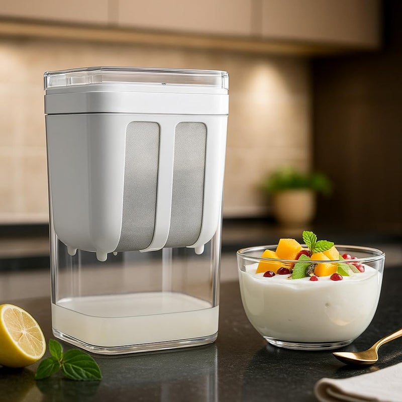 JD FRESH صانع الزبادي واللبن اليوناني 1400 مل / مصفاة شبكية دقيقة مع غطاء / صندوق مصفاة اللبن المعلق / فاصل مصل اللبن / أساسيات المنزل / لبن معلق / مثالي للزبادي المنزلي / لبن / جبن والمزيد - Image 1