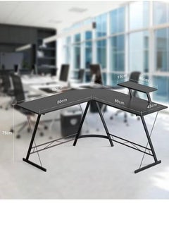 EXPERT L Shaped Office Desk Corner Computer Table Home Gaming Desk Office Writing Workstation Space-Saving Easy to Assemble Black EI-104  - Image 3