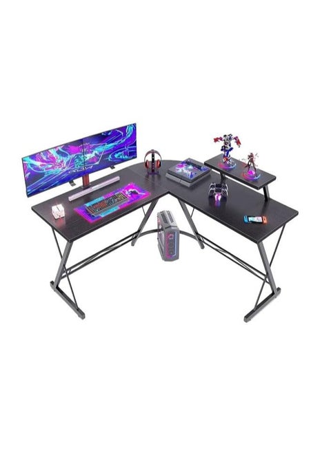 L Shaped Office Desk Corner Computer Table Home Gaming Desk Office Writing Workstation Space-Saving Easy to Assemble Black EI-104