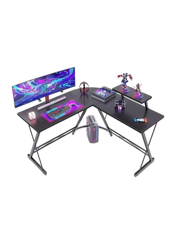 EXPERT L Shaped Office Desk Corner Computer Table Home Gaming Desk Office Writing Workstation Space-Saving Easy to Assemble Black EI-104 - Image 1