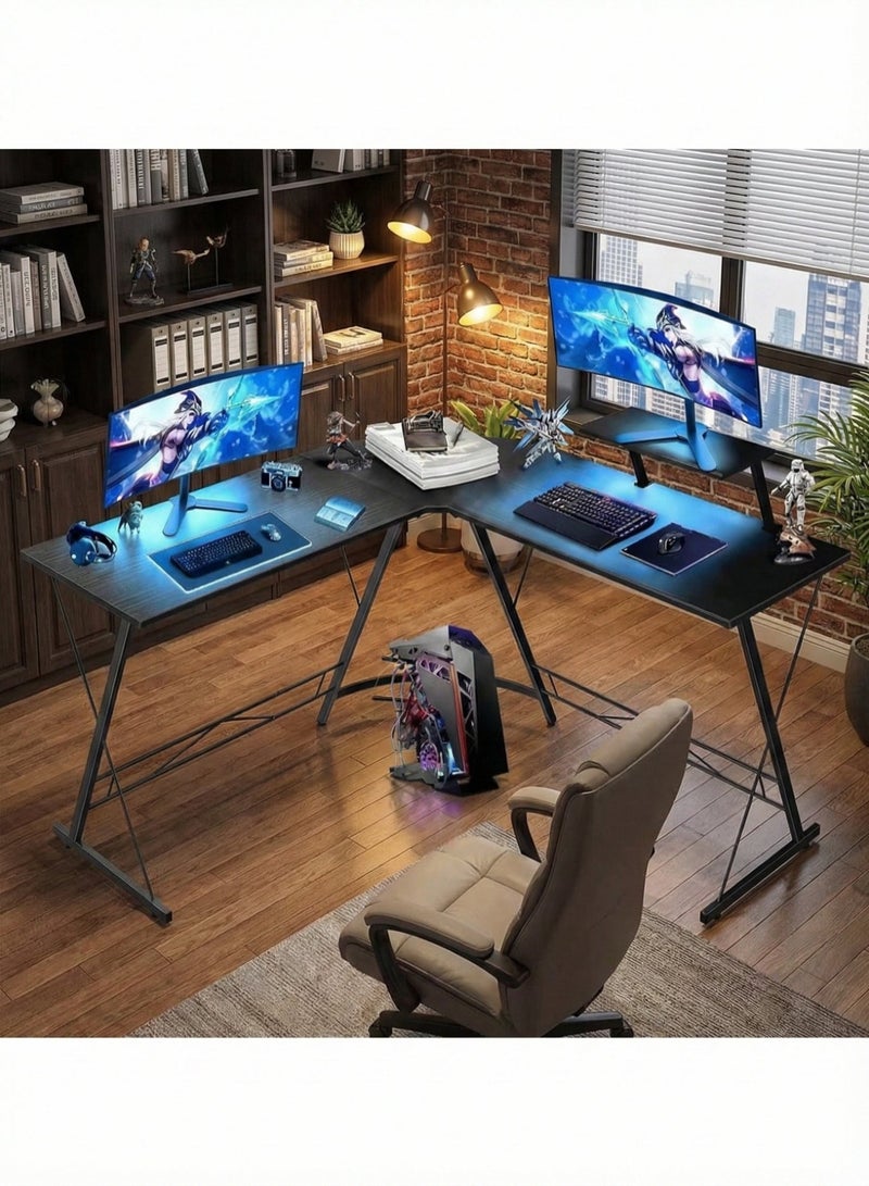 EXPERT L Shaped Office Desk Corner Computer Table Home Gaming Desk Office Writing Workstation Space-Saving Easy to Assemble Black EI-104 - Image 2