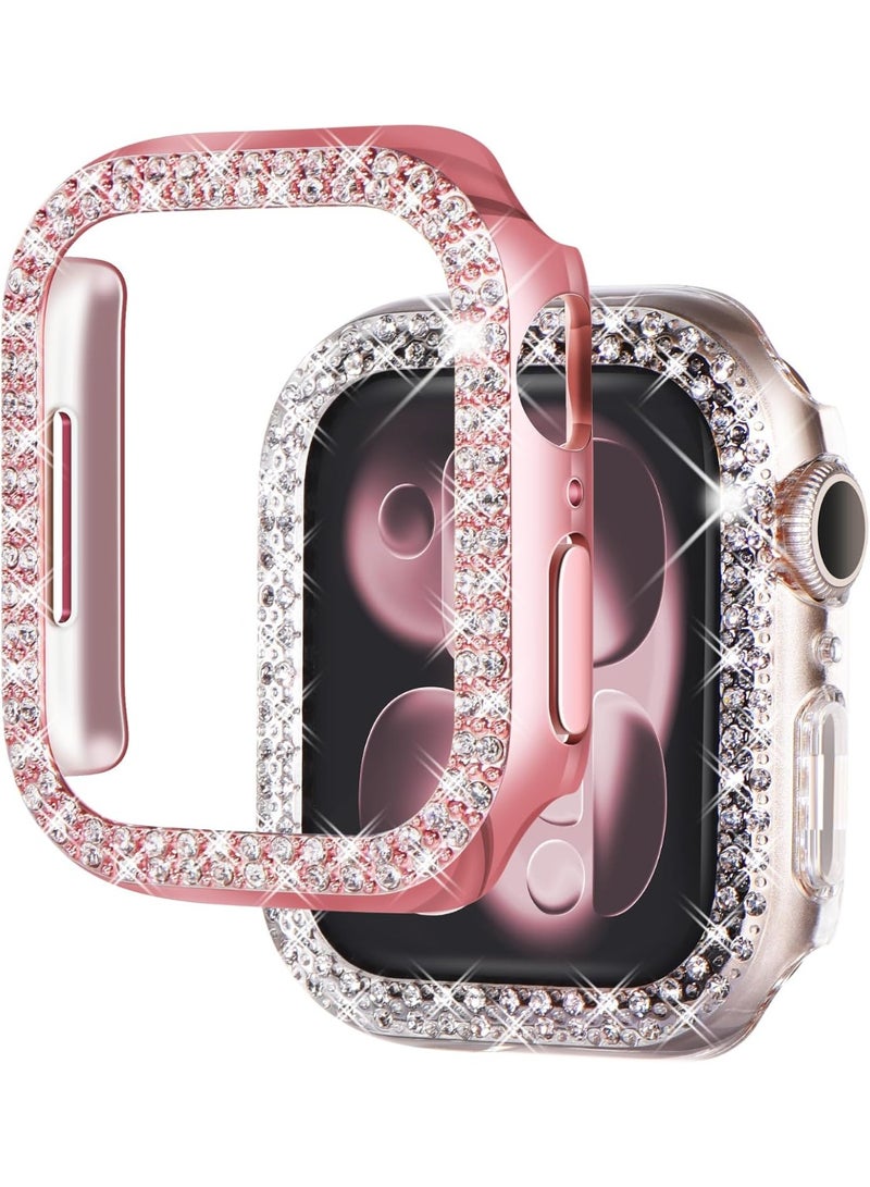 Bling Cases Compatible for Apple Watch 41mm, Protective Bumper for iWatch Series 7 (41mm, Pink/Clear)