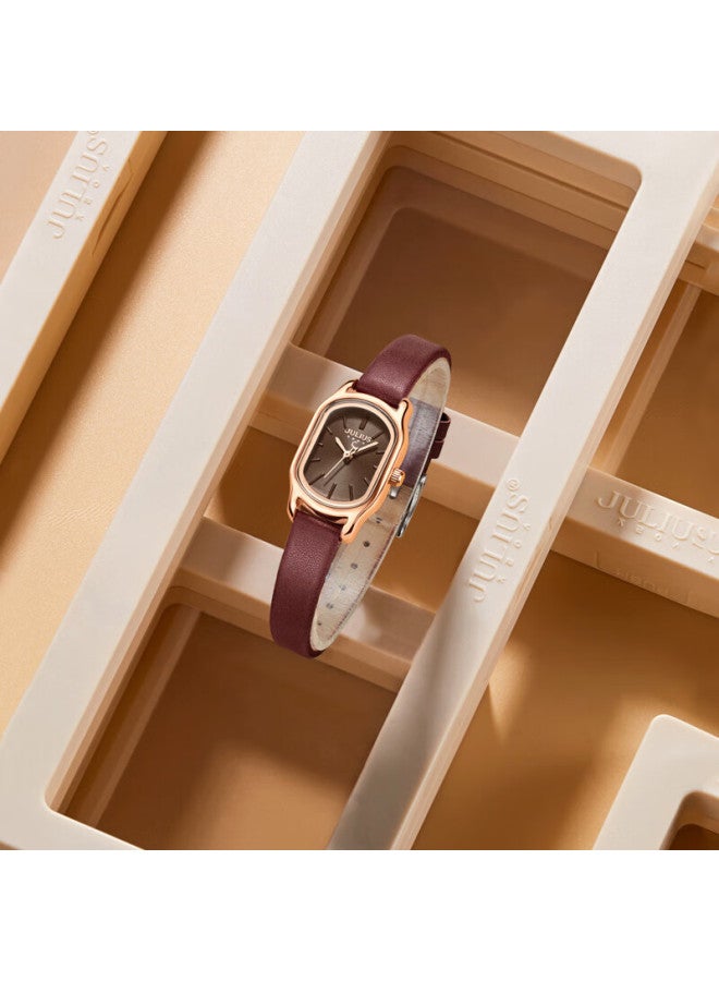 Julius Women'S Fashion Trend Square Simple Temperament Student Quartz Waterproof Ladies Watch Burgundy Ja-1112D - Image 5