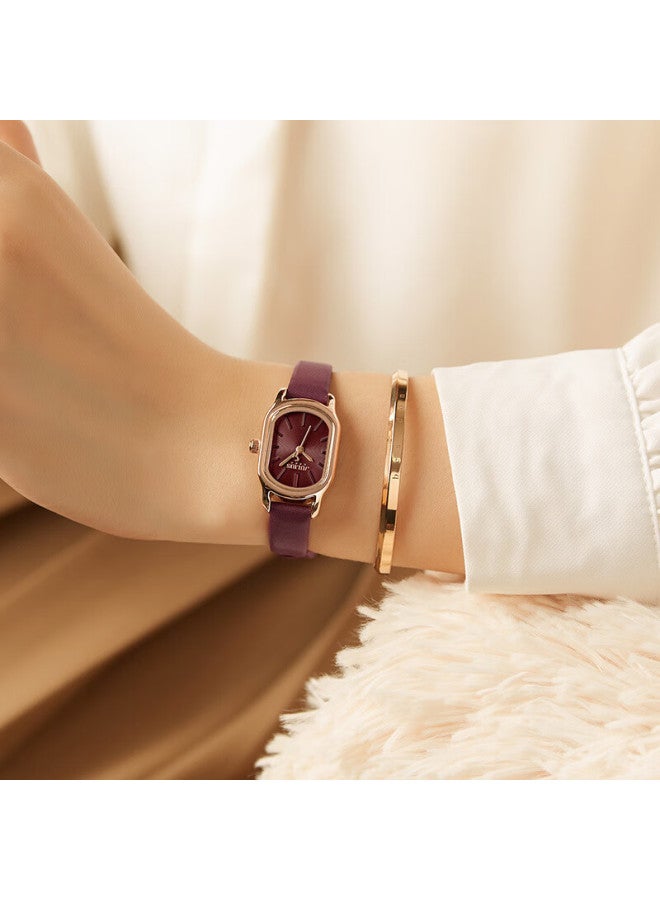 Julius Women'S Fashion Trend Square Simple Temperament Student Quartz Waterproof Ladies Watch Burgundy Ja-1112D - Image 3