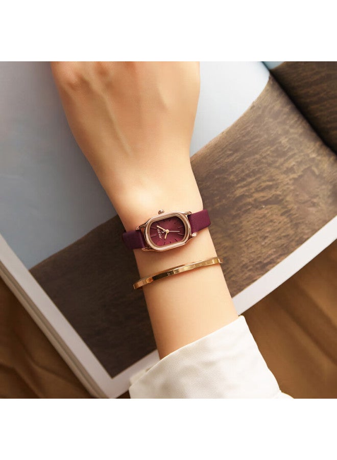 Julius Women'S Fashion Trend Square Simple Temperament Student Quartz Waterproof Ladies Watch Burgundy Ja-1112D - Image 4