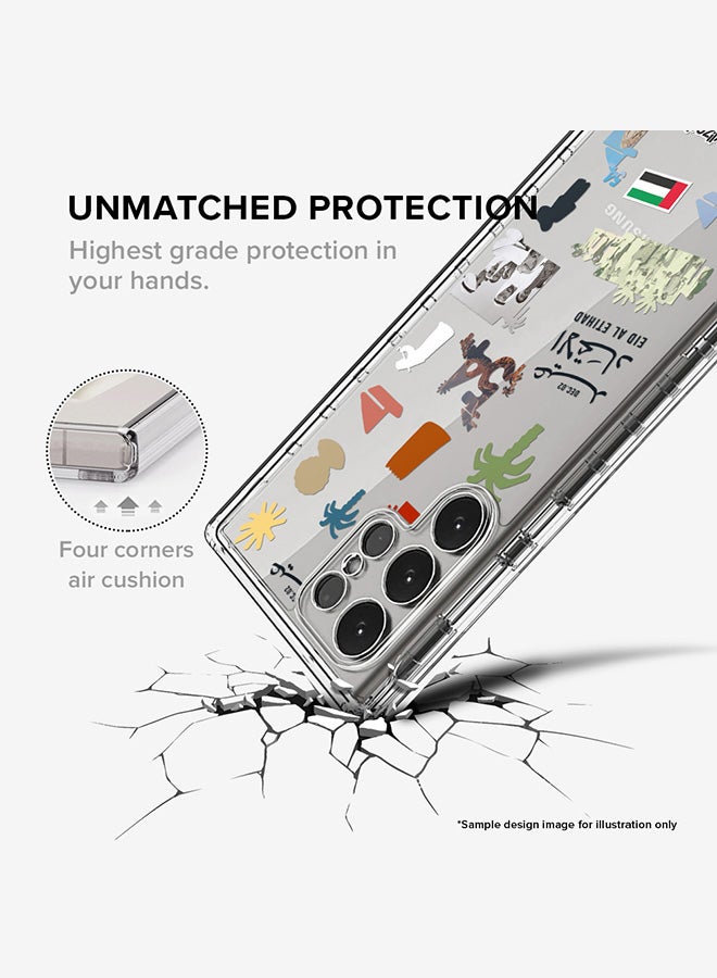 Stylizedd Classic Clear Compatible With Samsung Galaxy S24 Ultra, Hybrid Soft Case Flexible Edges Anti Drop TPU PC Gel Thin Transparent Cover- Sheikh Zayed And Sheikh Rashid, Blue - Image 3