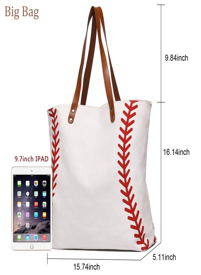 IHAYNER I IHAYNER Large Baseball Tote Bag Sports Printing Utility Top Handle Shoulder Bag Canvas Sport Travel Beach for Women Gifts - Image 3
