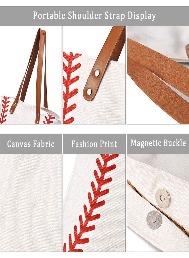 IHAYNER I IHAYNER Large Baseball Tote Bag Sports Printing Utility Top Handle Shoulder Bag Canvas Sport Travel Beach for Women Gifts - Image 5
