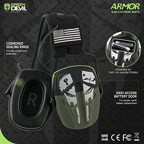 GREEN DEVIL Shooting Ear Protection Electronic Hearing Protection Ear muffs With Mic Sound Amplification Noise Reduction 26dB Earmuffs/Headphones For Gun Range Shooting Hunting - Image 2