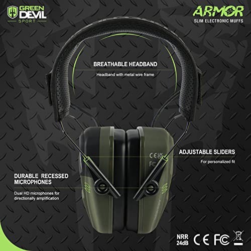 GREEN DEVIL Shooting Ear Protection Electronic Hearing Protection Ear muffs With Mic Sound Amplification Noise Reduction 26dB Earmuffs/Headphones For Gun Range Shooting Hunting - Image 4