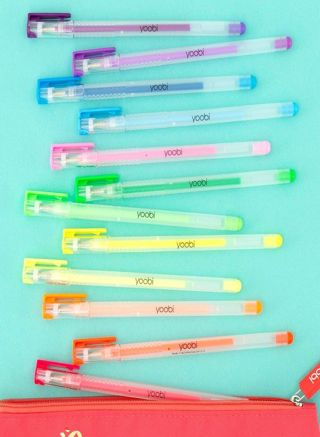 Yoobi Glitter Gel Pens 12-Pack | 12 Awesomely Bright Colors | No-Slip Grip | 1.0mm Medium Tip - Image 4