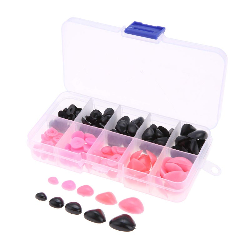 Yetaha 150PCS Plastic Nose 5 Sizes Craft Triangle Nose for Stuffed Animals Doll Bear Dog Puppet DIY Making BlackPink - Image 3