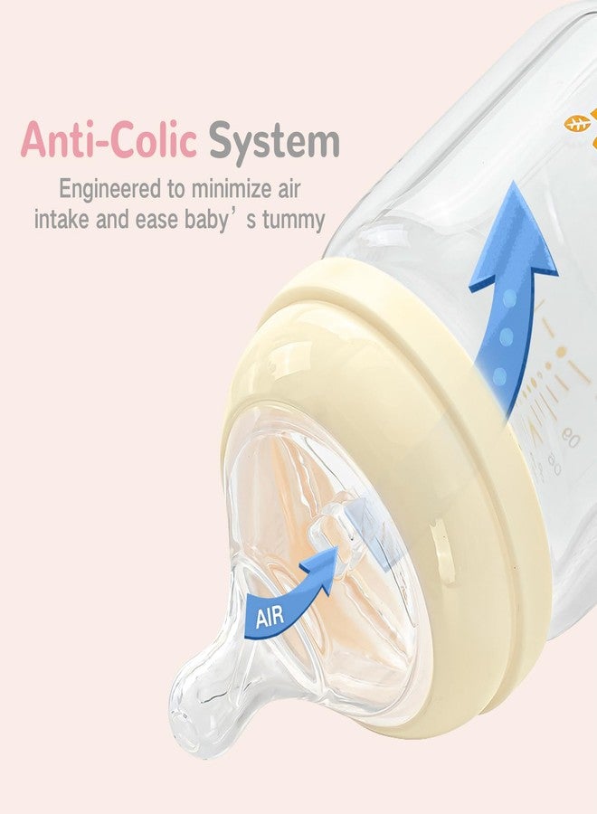 COMI Natural Glass Baby Bottles for Breastfeeding Babies,Newborn Anti-Colic Baby Bottle Set with Slow Flow Nipple,0-3 Months,BPA-Free,4 oz,2 Pack - Image 4