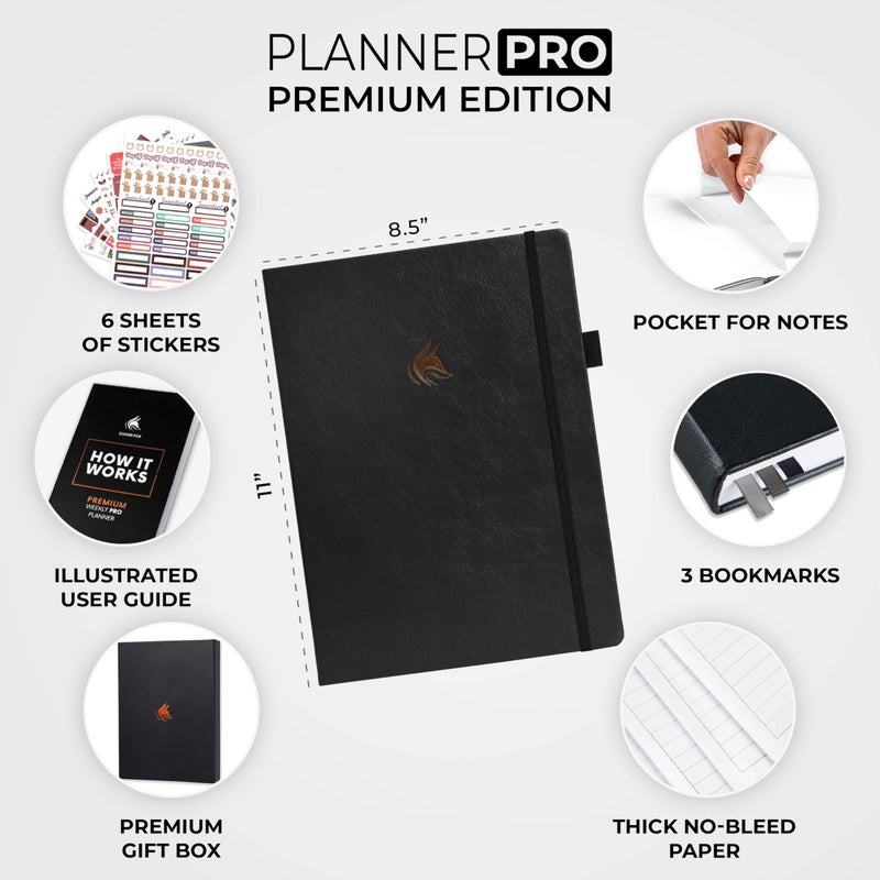 Clever Fox Planner Pro Premium â€“ Luxurious Weekly & Monthly Planner with Budget Organizer for Productivity & Goals, Undated, A4 (Black) - Image 2