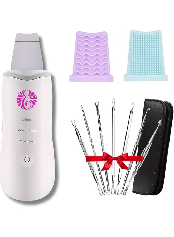 Ultrasonic Face Peeling Spatula (3 Modes) - Deep Cleansing & Face Lift Skin Scrubber - Set of 7 Blackhead Remover Tools - Practical Gift Set - Image 1