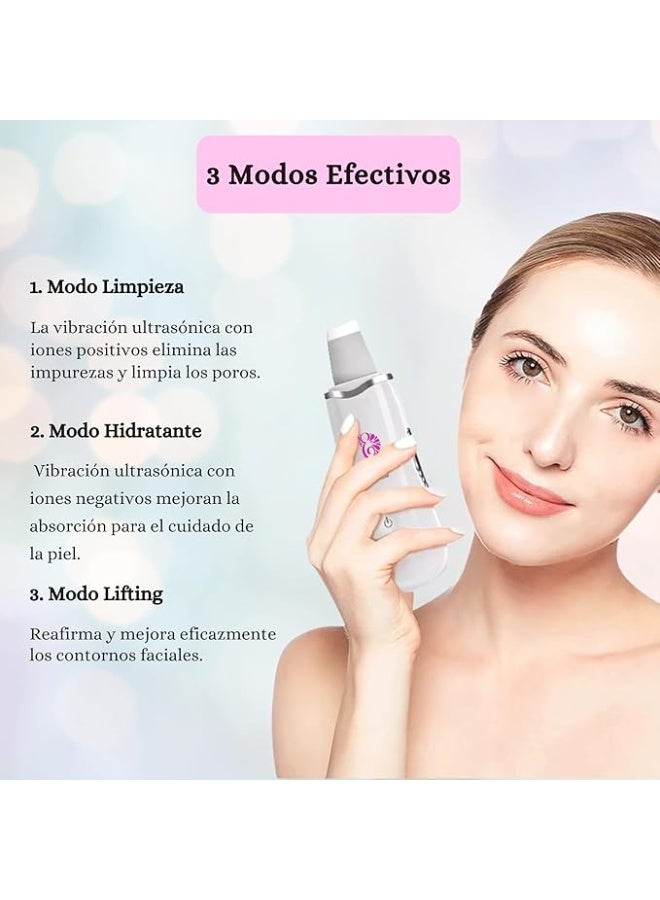 Ultrasonic Face Peeling Spatula (3 Modes) - Deep Cleansing & Face Lift Skin Scrubber - Set of 7 Blackhead Remover Tools - Practical Gift Set - Image 2