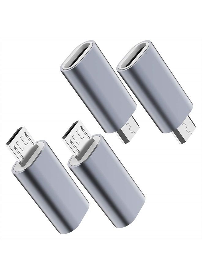 JXMOX محول USB C إلى Micro USB، (4-pack) موصل أنثوي من نوع C إلى ذكر Micro USB يدعم الشحن ومزامنة البيانات متوافق مع Samsung Galaxy S7 S7 Edge، Nexus 5 6 وأجهزة Micro USB (رمادي) - Image 1