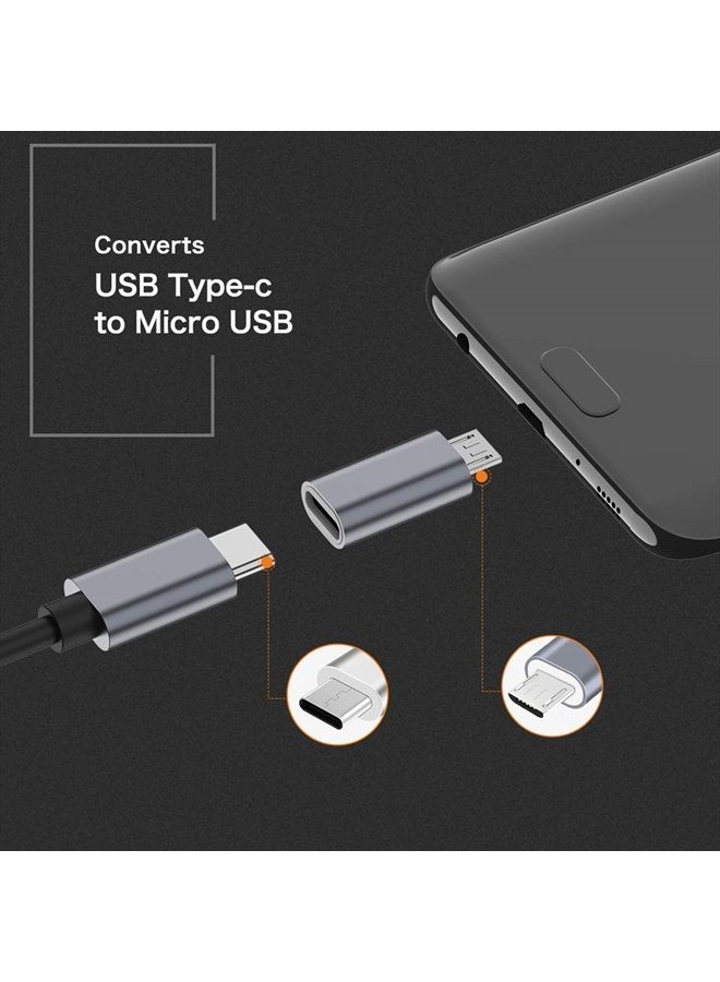 JXMOX محول USB C إلى Micro USB، (4-pack) موصل أنثوي من نوع C إلى ذكر Micro USB يدعم الشحن ومزامنة البيانات متوافق مع Samsung Galaxy S7 S7 Edge، Nexus 5 6 وأجهزة Micro USB (رمادي) - Image 3