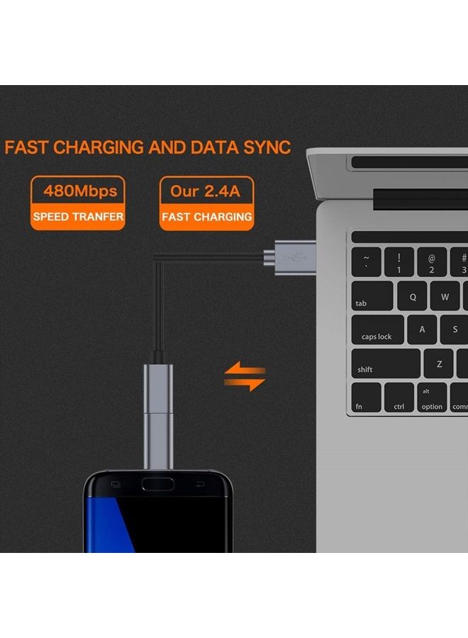JXMOX محول USB C إلى Micro USB، (4-pack) موصل أنثوي من نوع C إلى ذكر Micro USB يدعم الشحن ومزامنة البيانات متوافق مع Samsung Galaxy S7 S7 Edge، Nexus 5 6 وأجهزة Micro USB (رمادي) - Image 4