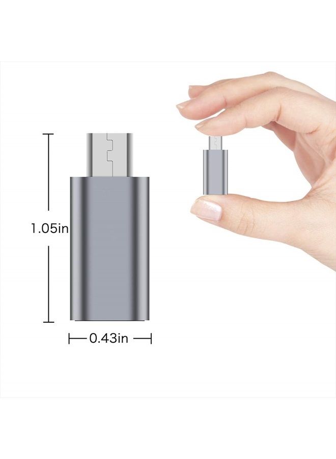 JXMOX محول USB C إلى Micro USB، (4-pack) موصل أنثوي من نوع C إلى ذكر Micro USB يدعم الشحن ومزامنة البيانات متوافق مع Samsung Galaxy S7 S7 Edge، Nexus 5 6 وأجهزة Micro USB (رمادي) - Image 5