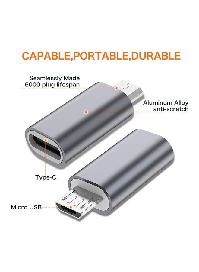 JXMOX محول USB C إلى Micro USB، (4-pack) موصل أنثوي من نوع C إلى ذكر Micro USB يدعم الشحن ومزامنة البيانات متوافق مع Samsung Galaxy S7 S7 Edge، Nexus 5 6 وأجهزة Micro USB (رمادي) - Image 2