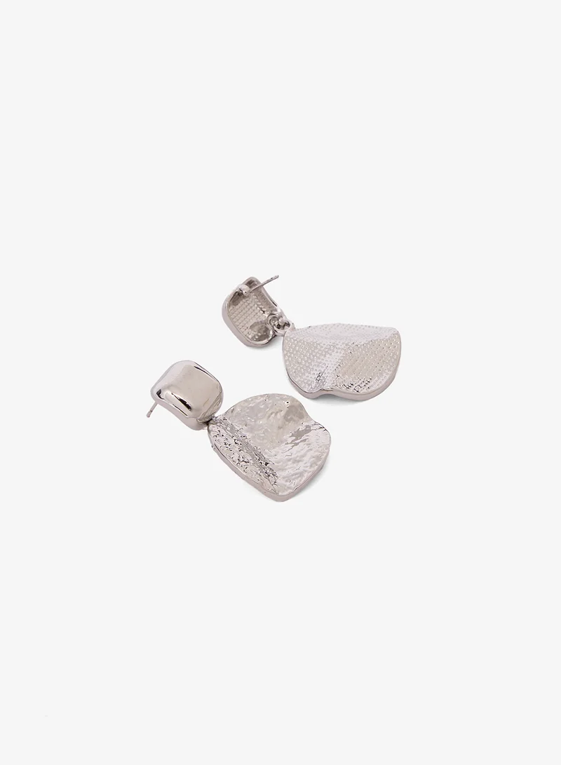 ELLA Silver Metallic Statement Earrings