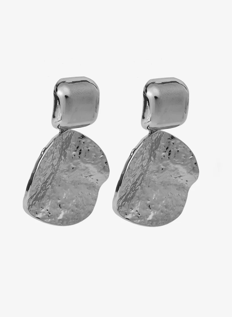 ELLA Silver Metallic Statement Earrings