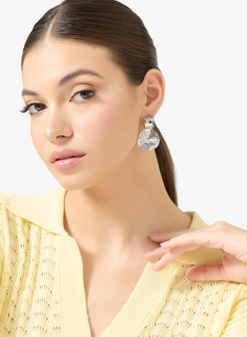 ايلا أقراط فضية معدنية جريئة