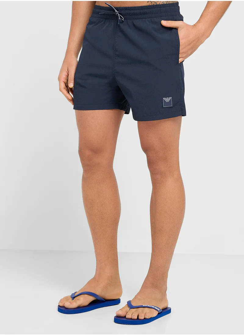 امبوريو ارماني Beachwear Logo  Drawstring Shorts