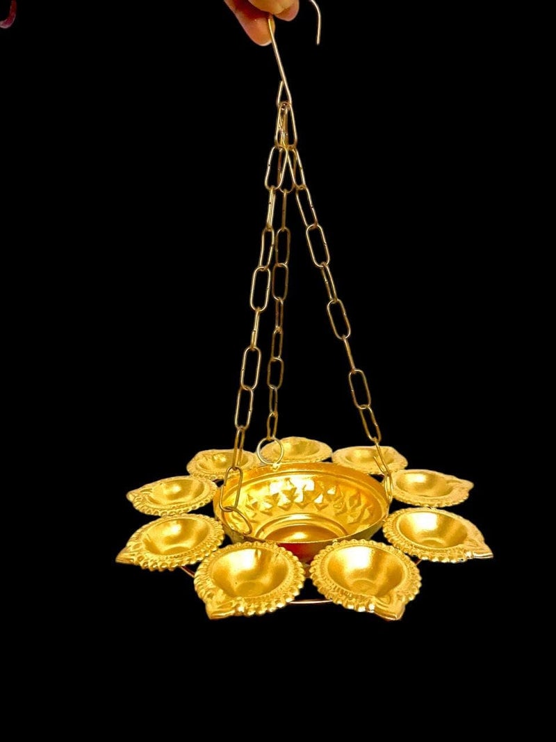 MATFA MATFA Golden Lotus Diya Set with Tealight Holder Decorative Diwali Lamp Tea Light Wall for Living Room Bedroom Garden Home Decor  - Image 5