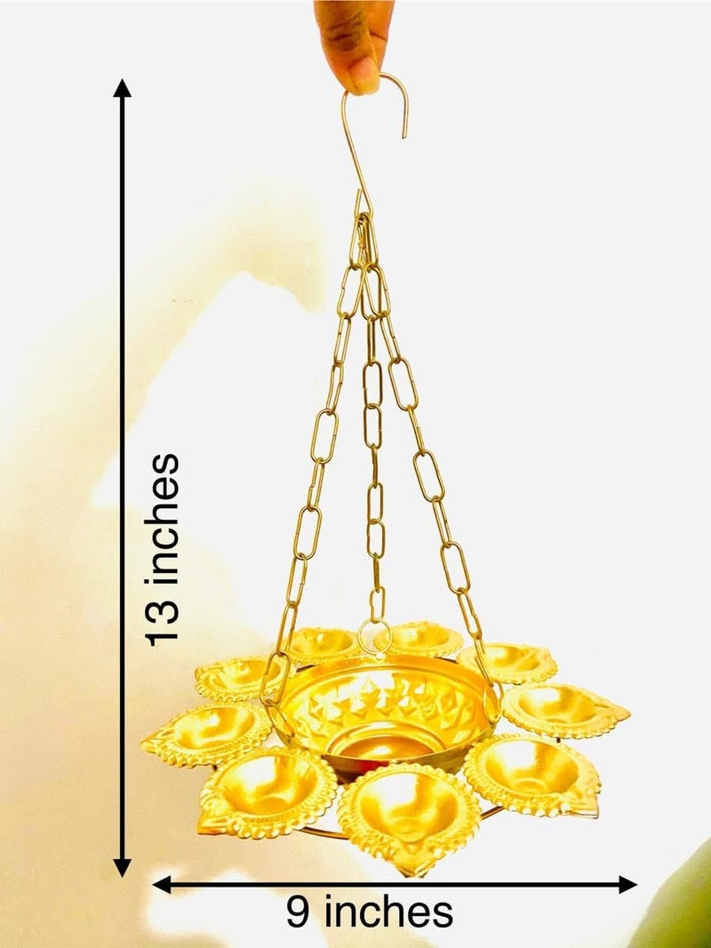 MATFA MATFA Golden Lotus Diya Set with Tealight Holder Decorative Diwali Lamp Tea Light Wall for Living Room Bedroom Garden Home Decor  - Image 3