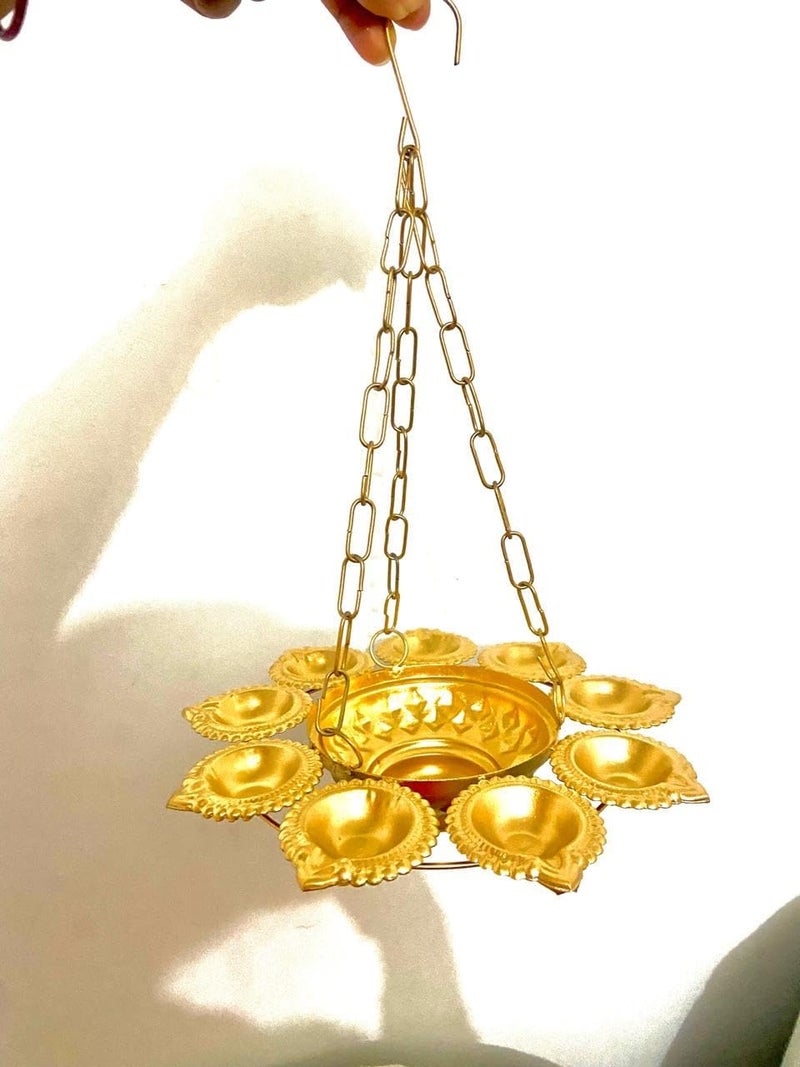 MATFA MATFA Golden Lotus Diya Set with Tealight Holder Decorative Diwali Lamp Tea Light Wall for Living Room Bedroom Garden Home Decor  - Image 4