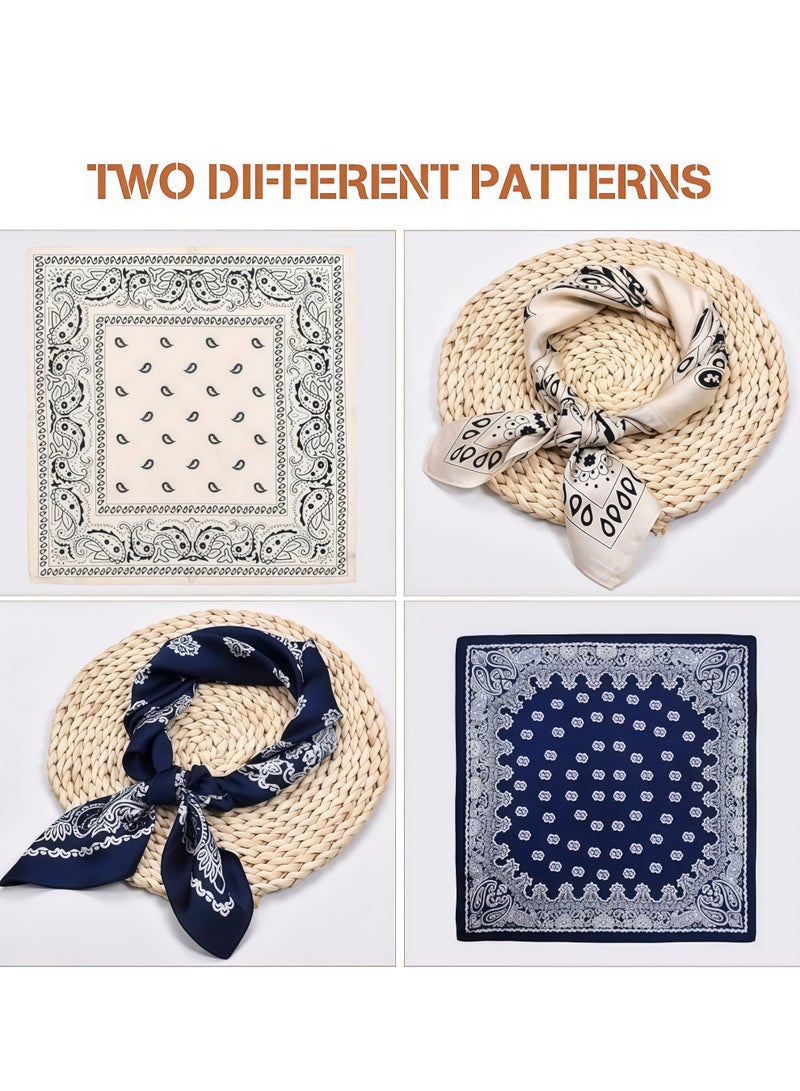 4PCS Satin Silk Head Scarves, Retro Cashew Print Small Square Scarf for Women's Decoration,Square Feeling Scarf Boho Hair Bandanas for Women Sleeping Headscarf Bundle(70 x 70cm) - Image 4
