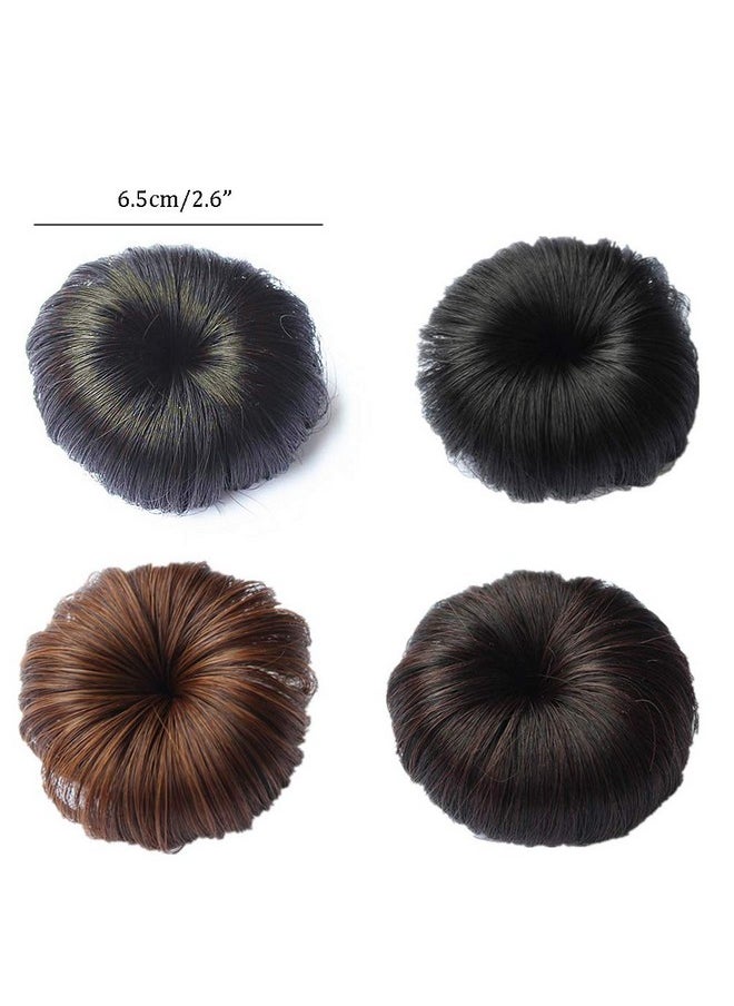 Teensery - 2 Pcs Synthetic Fiber Hair Bun With Alligator Clip Hair Extension Chignon Donut Bun Short Ponytail Wig Hairpiece For Baby Girls Small Size (Dark Brown) - Image 1
