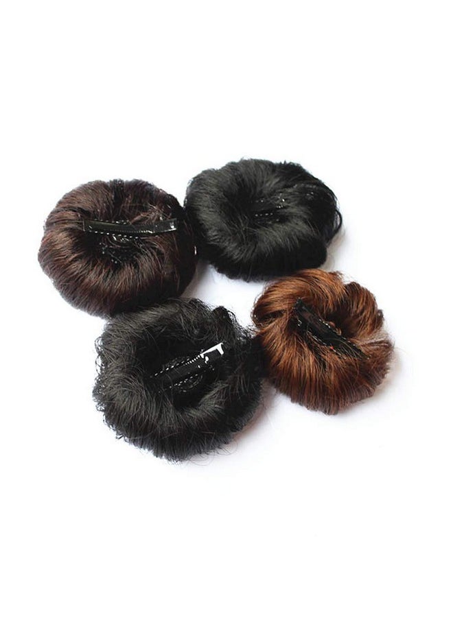 Teensery - 2 Pcs Synthetic Fiber Hair Bun With Alligator Clip Hair Extension Chignon Donut Bun Short Ponytail Wig Hairpiece For Baby Girls Small Size (Dark Brown) - Image 1