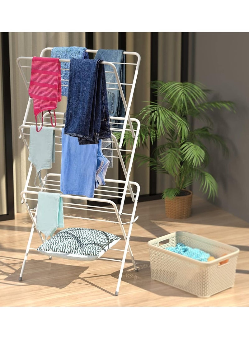DubaiGallery 3-Tier Clothes Airer – Collapsible Indoor Drying Rack, Foldable Clothes Horse, 15 M Drying Space and Four Side Wings, Standing Laundry Dryer, Easy to Assemble Towel Rack,  - Image 2
